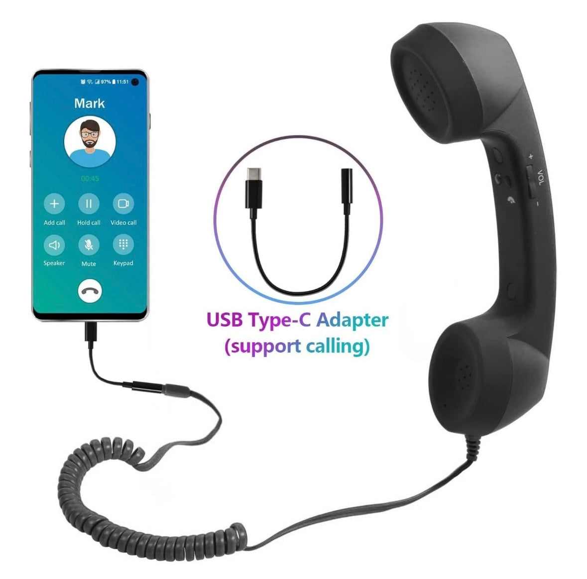 Telephone Handset – Classic Comfort Mic & Speaker for Smartphones and Computers