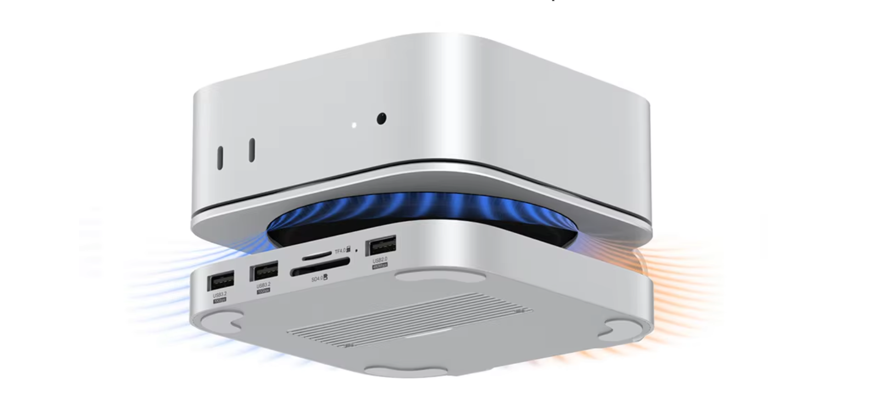 USB C Hub with M.2 SSD Enclosure for Mac Mini M4/M4 Pro Stand Type-C Docking Station SSD Case USB3.2 Gen2 SD4.0 TF4.0