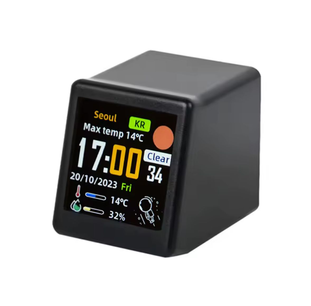 Compact Smart WiFi Weather Station – Temperature, Humidity & Time Display with Alarm Clock Function