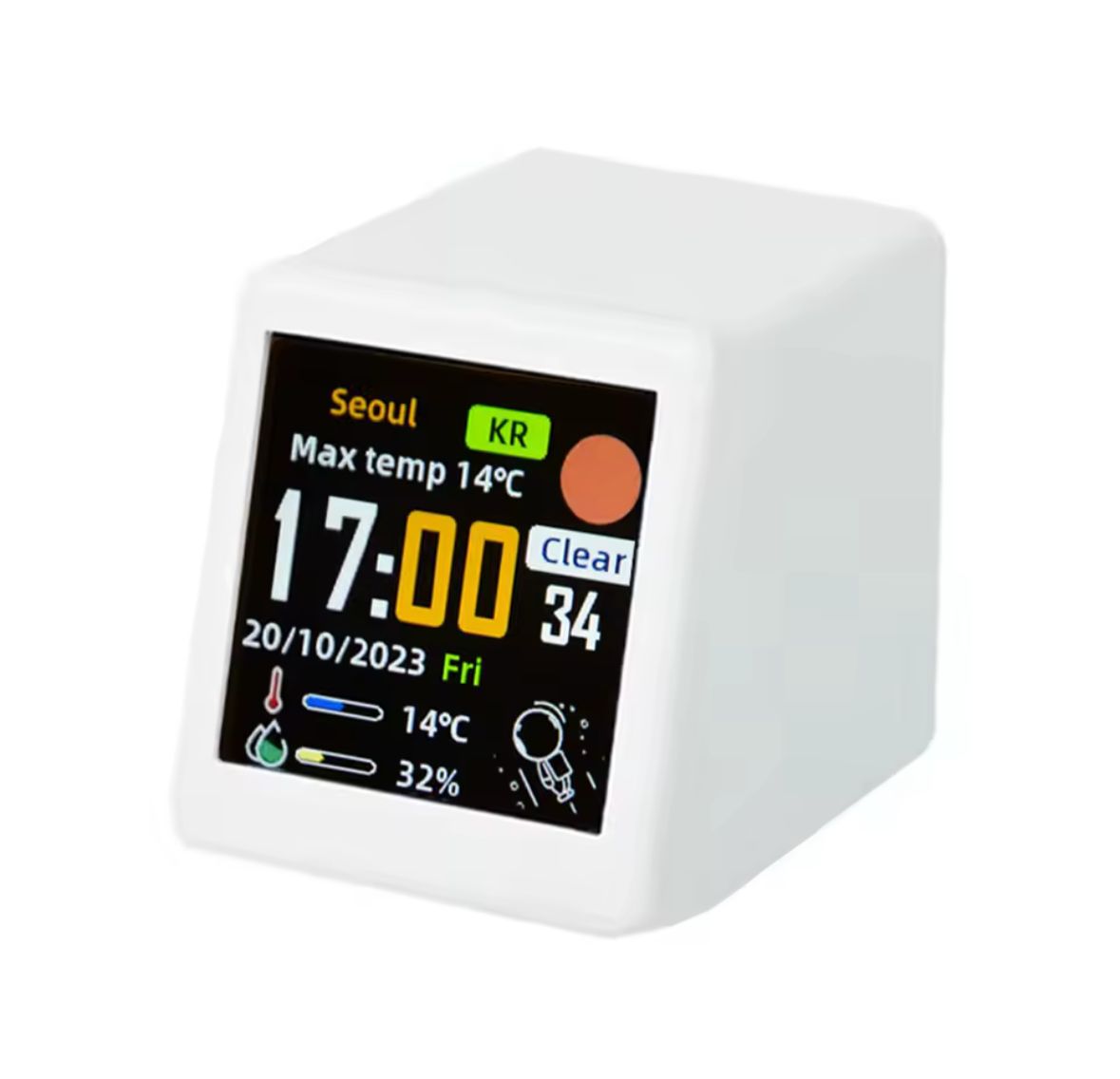 Compact Smart WiFi Weather Station – Temperature, Humidity & Time Display with Alarm Clock Function